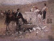 Nicolae Grigorescu Girls and Young Men by the Well oil painting reproduction